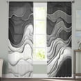 thumbnail image 3 of Black Grey Ombre Semi Sheer Curtains 72 Inch Length 2 Panels Set, Abstract Modern Geometric Moire Art Sheer Kitchen Curtain Privacy Voile Window Curtain for Living Room Bedroom Rod Pocket Drapes, 3 of 7