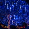 thumbnail image 6 of Meteor Shower Lights, 12 Inch Outdoor Icicles Christmas Lights, 8 Tubes 192 LED Connectable Iciclelights Snow Falling Lights for Xmas Wedding Party Tree Holiday Decor, Blue, 6 of 8