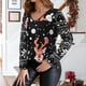 thumbnail image 3 of Camiseta navideña de manga larga con estampado colorido, holgada, informal, con cuello en V, camisa navideña para mujer para regalo navideño, negro L, 3 of 6