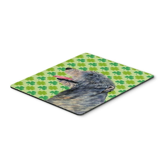 "Irish Wolfhound St. Patricks Day Shamrock Portrait Mouse Pad Hot Pad or Trivet"