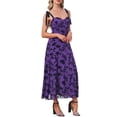 thumbnail image 4 of INSPIRE CHIC Women's Sleeveless Dress Floral Mesh Spaghetti Strap Gothic Vintage Cocktail A-Line Dress 2XL Dark Purple, 4 of 5