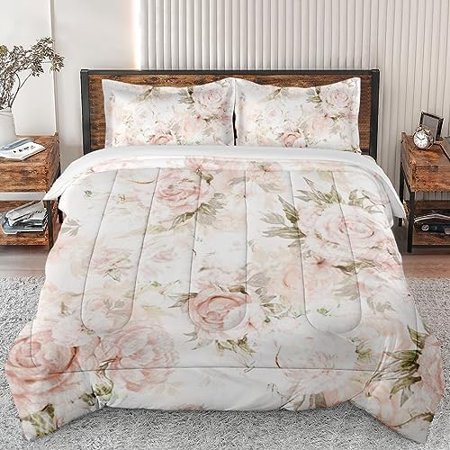 Comforter Set King Size Herbs Woodland Autumn Leaf Soft Bedding Set for Kids and Adults Bedroom Bed Decor Floral Cute Fall Comforter Set with 2 Pillowcases