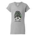 thumbnail image 3 of Messy Bun Soccer Life | Mom Life Game Day Vibes Sports Lover | Mother's Day Sports Women's Standard V-Neck Tee, Heather Grey, S, 3 of 5