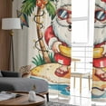 thumbnail image 4 of Christmas Semi Sheer Curtains 108 Inch Length 2 Panels Set,Coastal Santa Claus Beach Cocount Tree on Linen Sheer Kitchen Curtain Voile Window Curtain for Living Room Bedroom Rod Pocket Drapes, 4 of 7