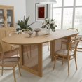 thumbnail image 3 of MAYEERTY Wood Oval Dining Table, Mid-Century Modern Dining Table with Rattan Legs, 79"x33.5"x30", Wood Color, 3 of 9