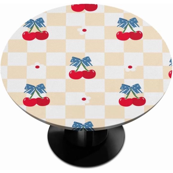 muroi Plant Cherry Style Round Elastic Tablecloth Outdoor Table Cloth Fitted Tables Cover for Picnic Patio Dining Party Indoor 36" - 42"