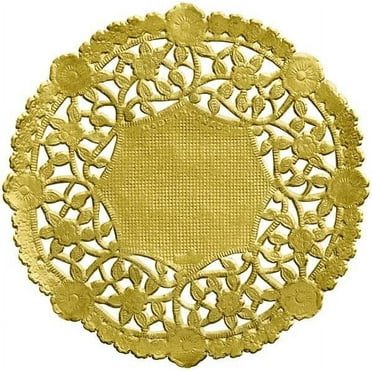 The Baker Celebrations 4" Round Gold Paper Lace Doilies, 100 Count