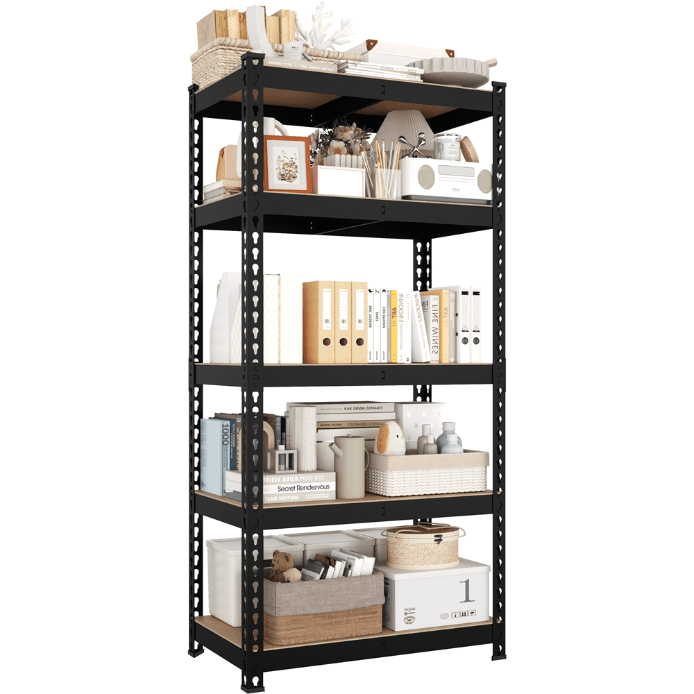Yaheetech 60''H 5-Tier Metal Boltless Adjustable Storage Shelf, Black