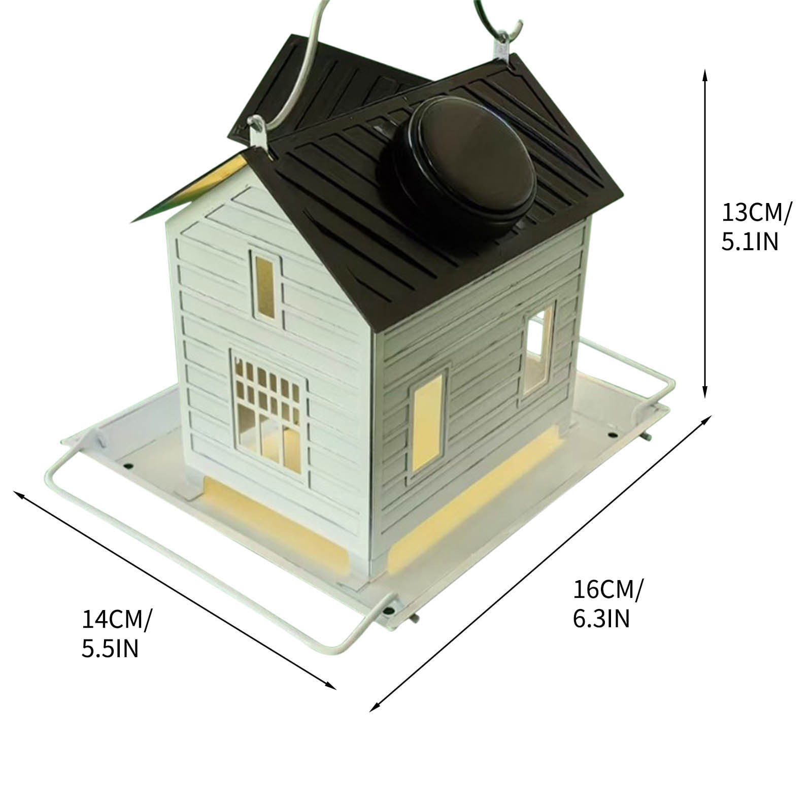 Solar-Powered Swing Bird House Feeder – Iron, Multicolor, Hanging Garden Decoration