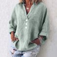 thumbnail image 2 of Clothes under $5 asdoklhq Plus Size Long Blouses, Women Solid Casual Long Sleeve Pocket V-Neck Button Shirt Tops, 2 of 8