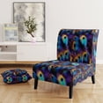 thumbnail image 2 of Designart "Blue And Purple Vibrant Peacock Feather" Blue Feathers Upholstered Accent Chair - Bohemian & Eclectic Arm Chair For Living Room, 2 of 5