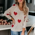 thumbnail image 4 of 2023 Womens Long Sleeve V Neck Sweater Blouses T Shirt heart Print Sexy Casual Tops Tee Loose Elegant Shirts, 4 of 8