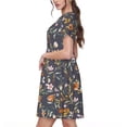 thumbnail image 2 of Kdxio Robe T-Shirt Décontractée à Imprimé Fleurs Sauvages pour Femmes, Manches Courtes d'Été avec Poches, 2 of 6