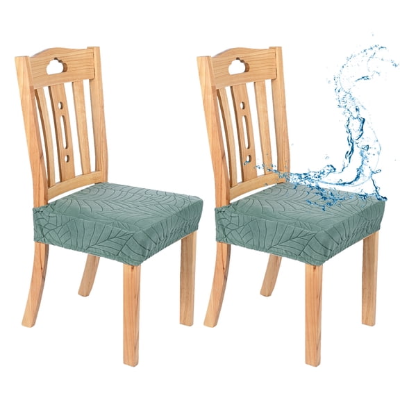 Uxcell 2-Pack Waterproof Dining Chair Covers, Stretch Jacquard Dining Room Seat Covers Removable Washable Chairs Cushion Slipcovers Protector for Kitchen/Home/Banquet [Green]