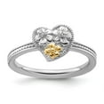 thumbnail image 3 of Auriga Fine Jewelry 925 Sterling Silver with 14K Diamond Heart Ring Size 6for Women, 3 of 6