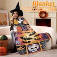 thumbnail image 4 of Halloween Quilt Pumpkin Throw Blanket Thanksgiving Throw Blanket Fall Blankets and Throws Soft Flannel Patchwork Cover for Sofa Couch Bed Living Room Seasonal Holiday Festival Decor Gift 39.3*27.6in, 4 of 6