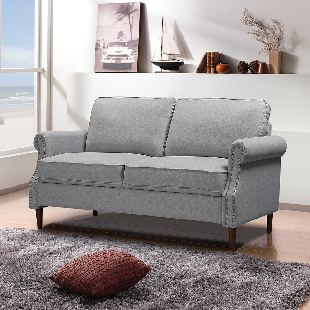 Kepooman 56" Modern Linen Farbic Loveseat Sofa, Overstuffed Classically 2-Seater Armrest Sofa Bed for Living Room Bedroom Office, Gray Kepooman 56" Modern Linen Farbic Loveseat Sofa, Overstuffed Classically 2-Seater Armrest Sofa Bed for Living Room Bedroom Office, Gray