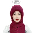 thumbnail image 4 of ievspot Women Winter Hat with Scarf Thick Cycling Headwear Solid Color Elastic Full Protection Outdoor Travel Cold Weather Skiing Cap, 4 of 7