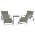 thumbnail image 1 of Ensemble de 3 Chaises Longues d'Extérieur – Chaises Longues de Patio Inclinables Réglables avec Table d'Appoint en Aluminium, Résistantes aux Intempéries, Robustes pour le Bord de la Piscine, le Jardin, la Plage et la Cour Arrière – Couleur Claire, 1 of 8
