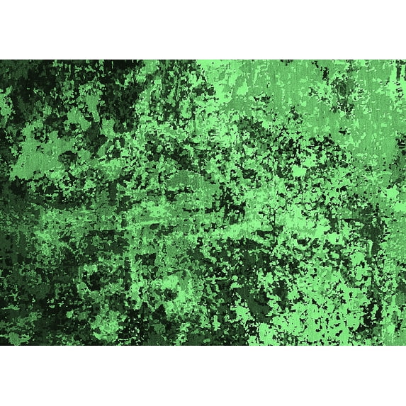 Ahgly Company Indoor Rectangle Oriental Emerald Green Industrial Area Rugs, 2' x 4'