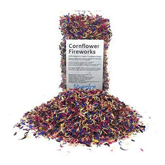 Mesmerizing Cornflower Fireworks Petals - 100% Organic, dried, grown in Germany - Natural Organically Grown Herbal Flowers for For Homemade Lattes, Tea Blends, Bath Salts, Gifts, Crafts.