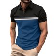 thumbnail image 2 of Jinhomg Mens Polos T Shirts Big and Tall Casual Short Sleeve Button Lapel Golf Shirt 2025 Trendy Stripe Print Basic Top Lightweight Comfy Pullover Clearance Items for Men Dark Blue M, 2 of 3