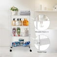 thumbnail image 5 of 4-Tier Metal Rolling Utility Cart, White Multi-Functional Storage Cart with Wheels for Office, Kitchen, Bathroom, 5 of 6
