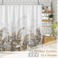 thumbnail image 5 of Brown Leaves Shower Curtain, Modern Plants Floral Leaves Bathroom Curtain, Minimalist Natural Botanical Shower Curtain Set with 12 Hooks for Bathroom, 72Wx84L, 5 of 5