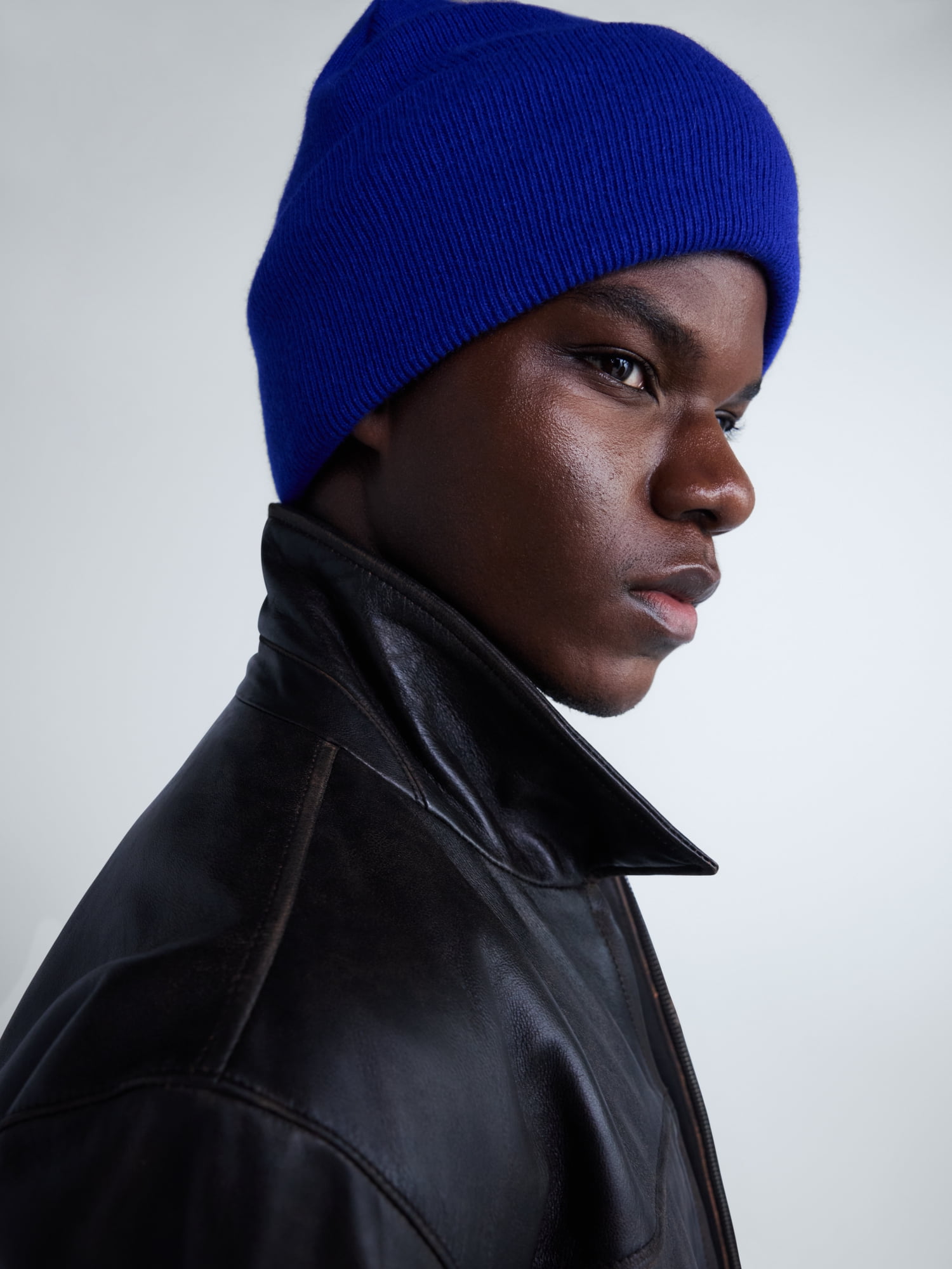 Free Assembly Men's Cashmere Ribbed Beanie Hat, One Size