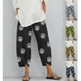 thumbnail image 2 of Pantalones holgados con bolsillos y cintura elástica con estampado de diente de león para mujer, 2 of 5