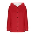 thumbnail image 5 of Cardigan Sweater for Women Long Sleeve Hooded Button Down Solid Knit Coat Red 2XL, 5 of 6