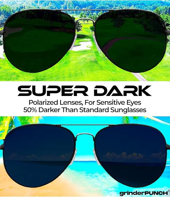 grinderPUNCH Big XL Wide Frame Extra Large Aviator Sunglasses Oversized For Men Women UV Protection