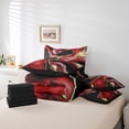 thumbnail image 4 of YST Ensemble de Literie Aquarelle Rouge, Ensemble de Couette Marbre, Polyester, Taille Simple (7 Unités), 4 of 4