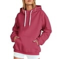 thumbnail image 2 of ManxiVoo Chandail en Molleton Mode Femme Grande Taille Automne Hiver Confort Décontracté Col Rond taille P Rouge, 2 of 4