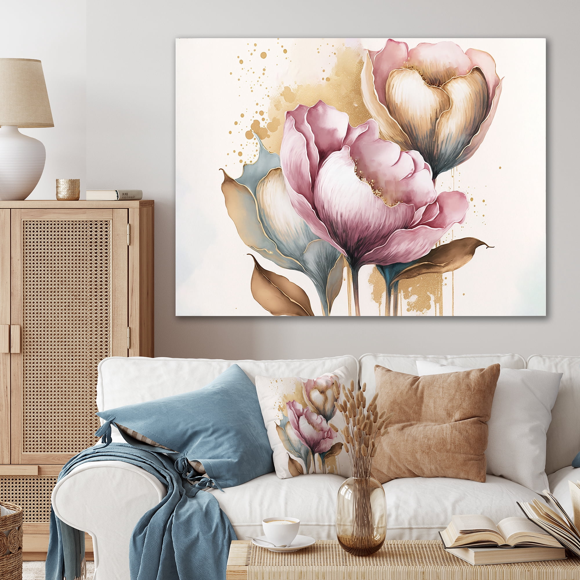 Designart Pink Cally Lily Arrangement Canvas Wall Art