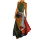 thumbnail image 1 of Moda Casual verano sin mangas cuello redondo vestido estampado Halter cuello cremallera vestido de mujer vestidos largos plisados Pompotops ghjkhdj5039, 1 of 8