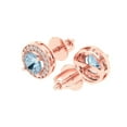 thumbnail image 2 of 1.18 ct Screw-Back Stud Earrings for Women | 5mm Round Cut Simulated Blue Diamond | 18K Rose Gold, 2 of 5