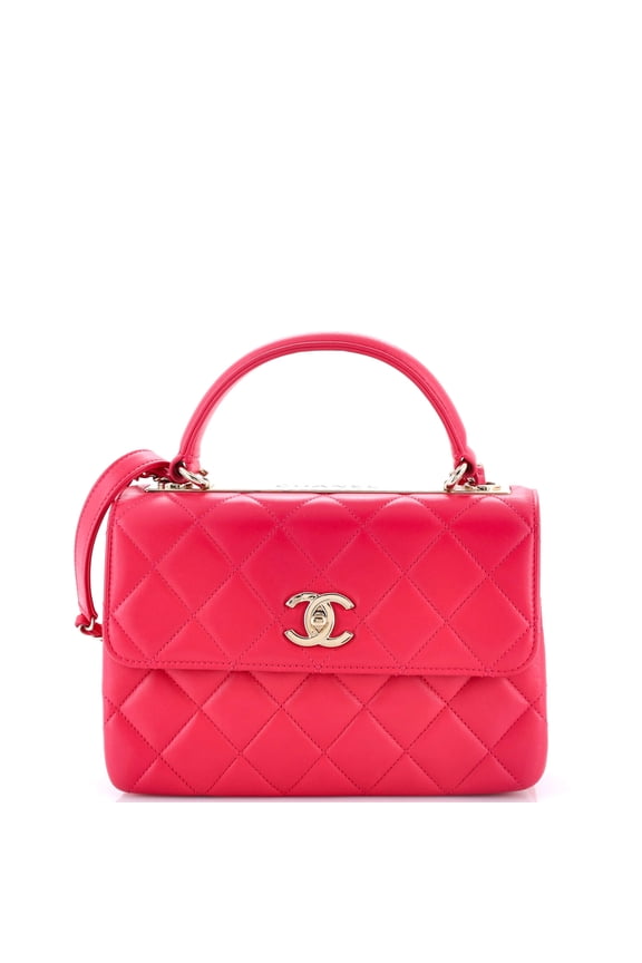 Pre-Owned Trendy CC Top Handle Bag Quilted Lambskin Small By Rebag