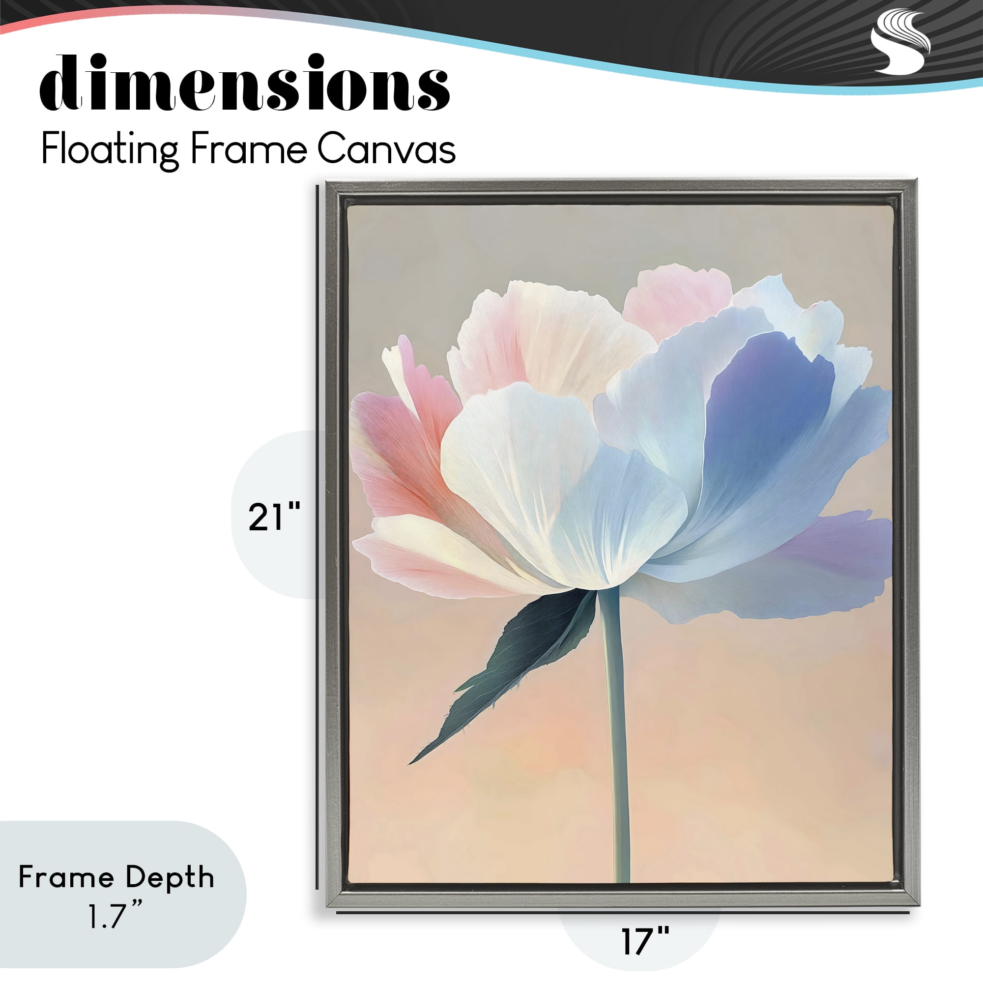 Stupell Industries Pink & Blue Flower Serenity Gray Framed Floater Canvas Wall Art, design by The Prints Vibe