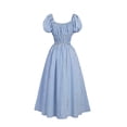 thumbnail image 2 of KICILVS Renaissance Costume Women Puff Sleeve Vintage Gingham Plaid Dress Empire Waist U Neck Casual Halloween Swing Dress, 2 of 6