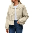 thumbnail image 7 of Sevevn Women Casual Cropped Jacket Lightweight Zip Up Pleated Bomber Safari Short Jackets Pocketed Fall Utility Anorak Coat, 7 of 7