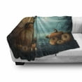 thumbnail image 3 of Autumn Pumpkin Soft Flannel Fleece Throw Blanket, Halloween Haunted Nightmare Night and Season Fruit, Cozy Plush for Indoor and Outdoor Use, 70" x 90", Burnt Orange Seafoam, by Ambesonne, 3 of 6