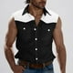 thumbnail image 3 of Camisas de Cuello para Hombres Moda Casual Patchwork Turndown Bolsillos sin Mangas Tanque Deportivo, Poliéster, 3 of 5