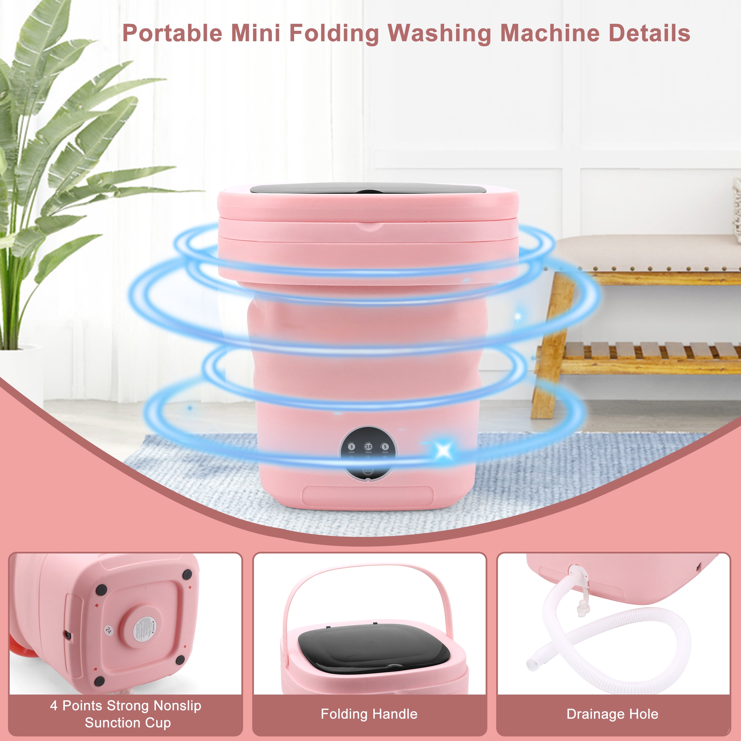 Hsfviop Portable Washing Machine, 11L Foldable Washer for Apartment, Camping, RV, Travel, Underwear, Socks