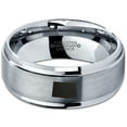 thumbnail image 2 of Tungsten North Dakota The Peace Garden State Band Ring 8mm Men Women Comfort Fit Gray Step Bevel Edge Brushed Polished, 2 of 4