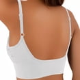 thumbnail image 6 of Feancey Womens Wireless Sports Bras Ribbed Knit Open Back Yoga Bra Spaghetti Strap Casual High Impact Workout Bras Breathable No Underwire Everyday Underwear White M, 6 of 9