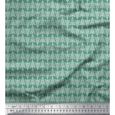 Soimoi Green Cotton Voile Fabric Tribal Stripe Printed Craft Fabric by the Yard 42 Inch Wide