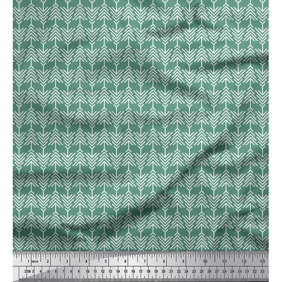 Soimoi Green Poly Georgette Fabric Tribal Stripe Print Fabric by the Yard 42 Inch Wide