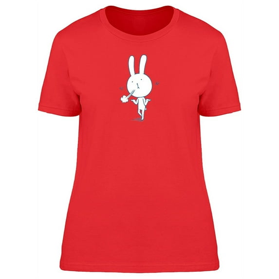 Cute Rabbit Ok Pose Cartoon T-Shirt Women -Image by Shutterstock, Female x-Large