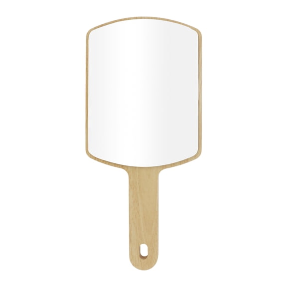 Unique Bargains 1 Pc Women Large Square Handheld Mirror for Beauty Parlor Wood Color